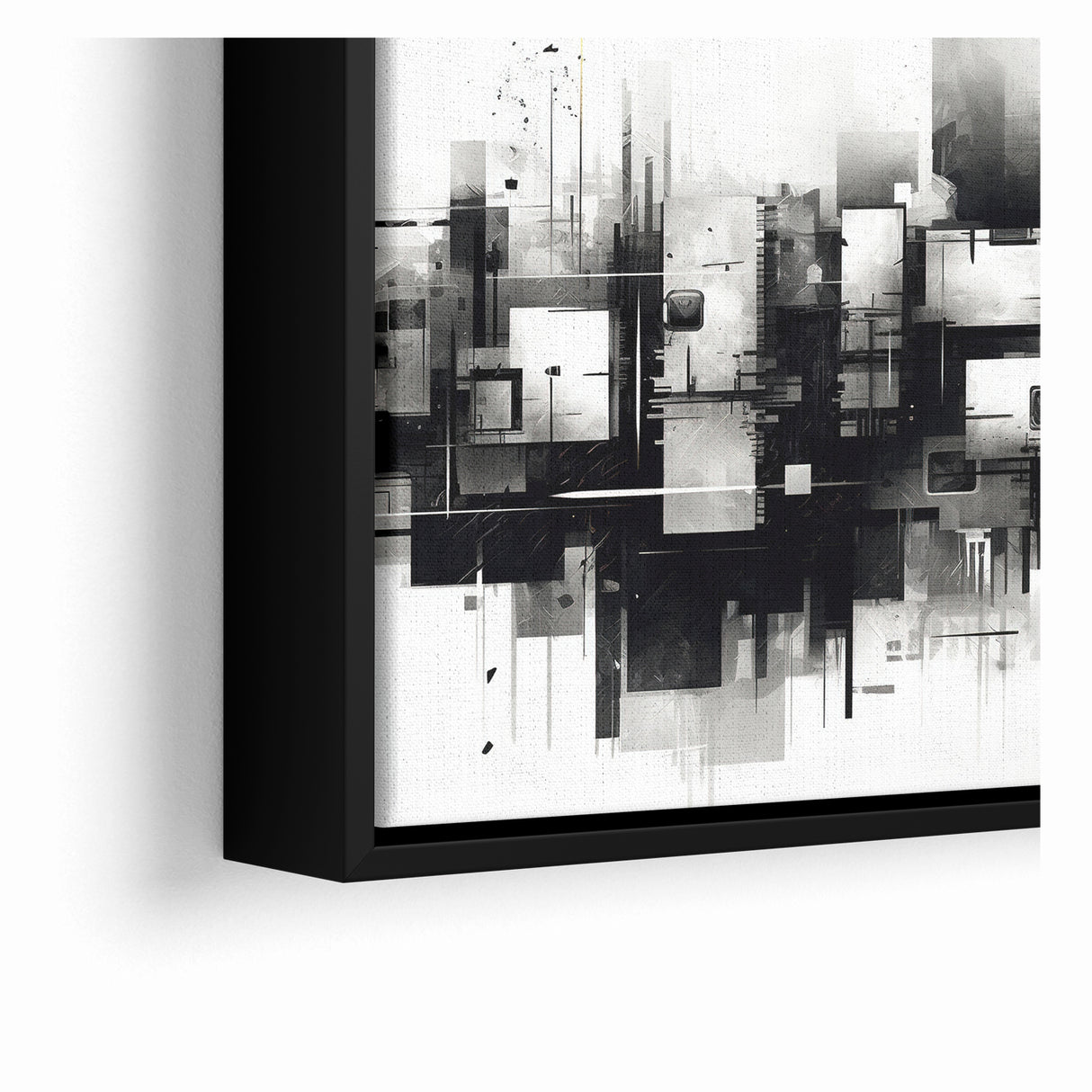 Geometric Black and White Abstract Art | Modern Monochrome Canvas