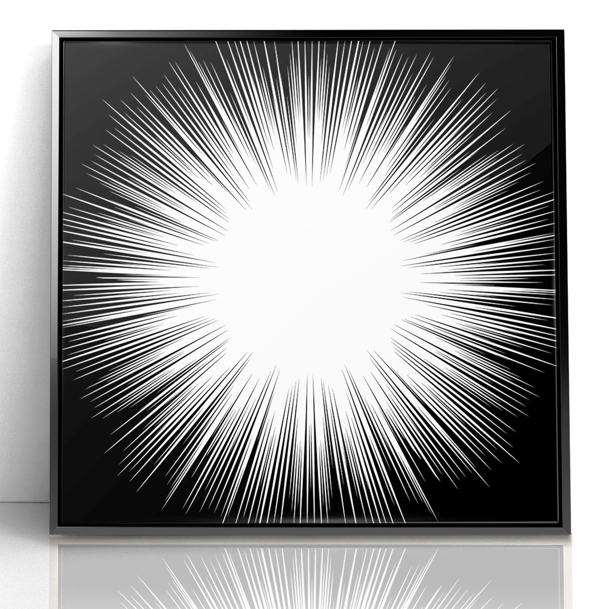 Radiant Black and White Abstract Art | Burst Monochrome Canvas Design