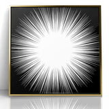 Radiant Black and White Abstract Art | Burst Monochrome Canvas Design