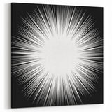 Radiant Black and White Abstract Art | Burst Monochrome Canvas Design