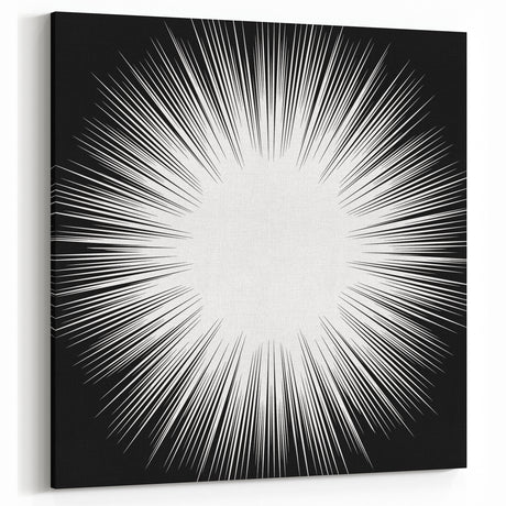 Radiant Black and White Abstract Art | Burst Monochrome Canvas Design