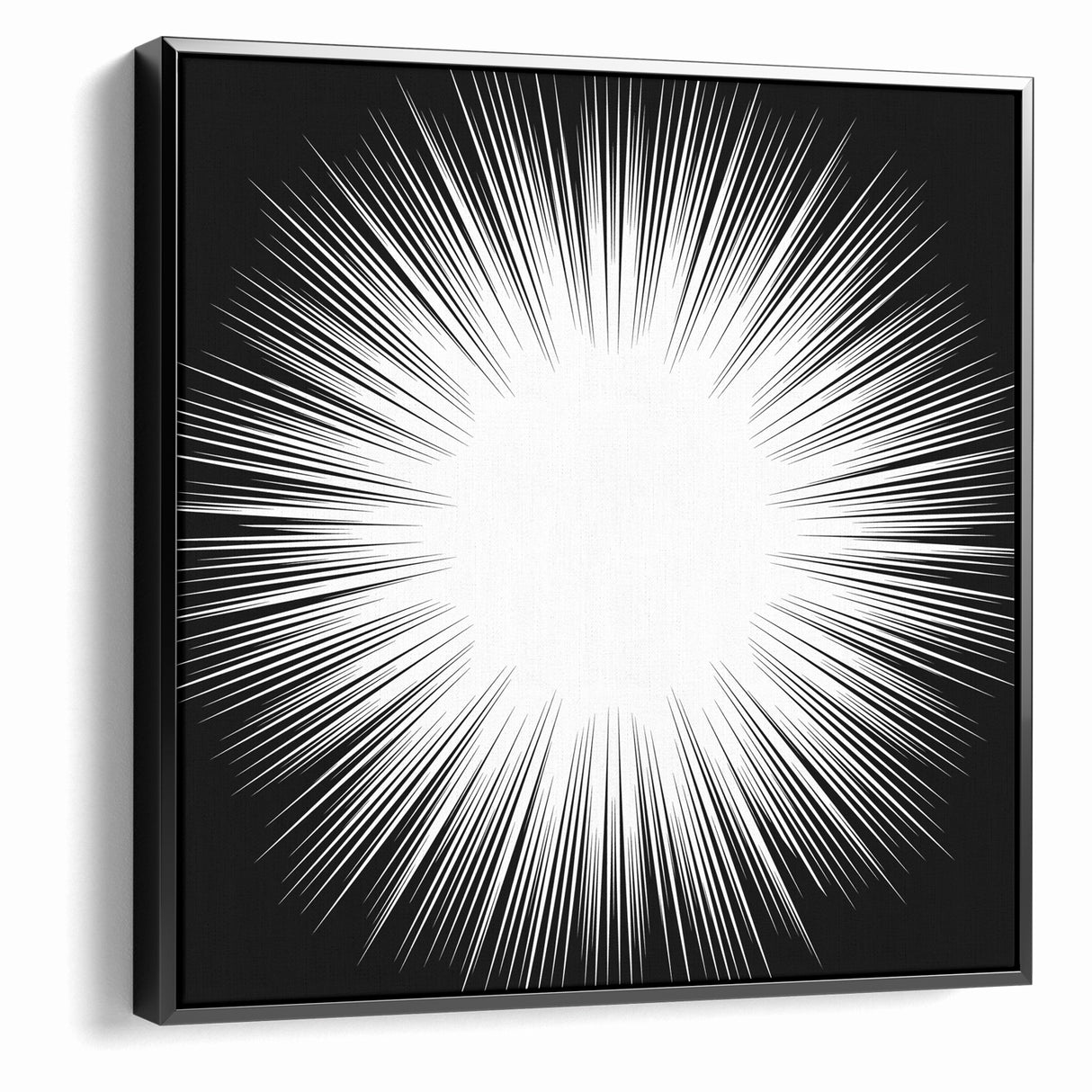 Radiant Black and White Abstract Art | Burst Monochrome Canvas Design