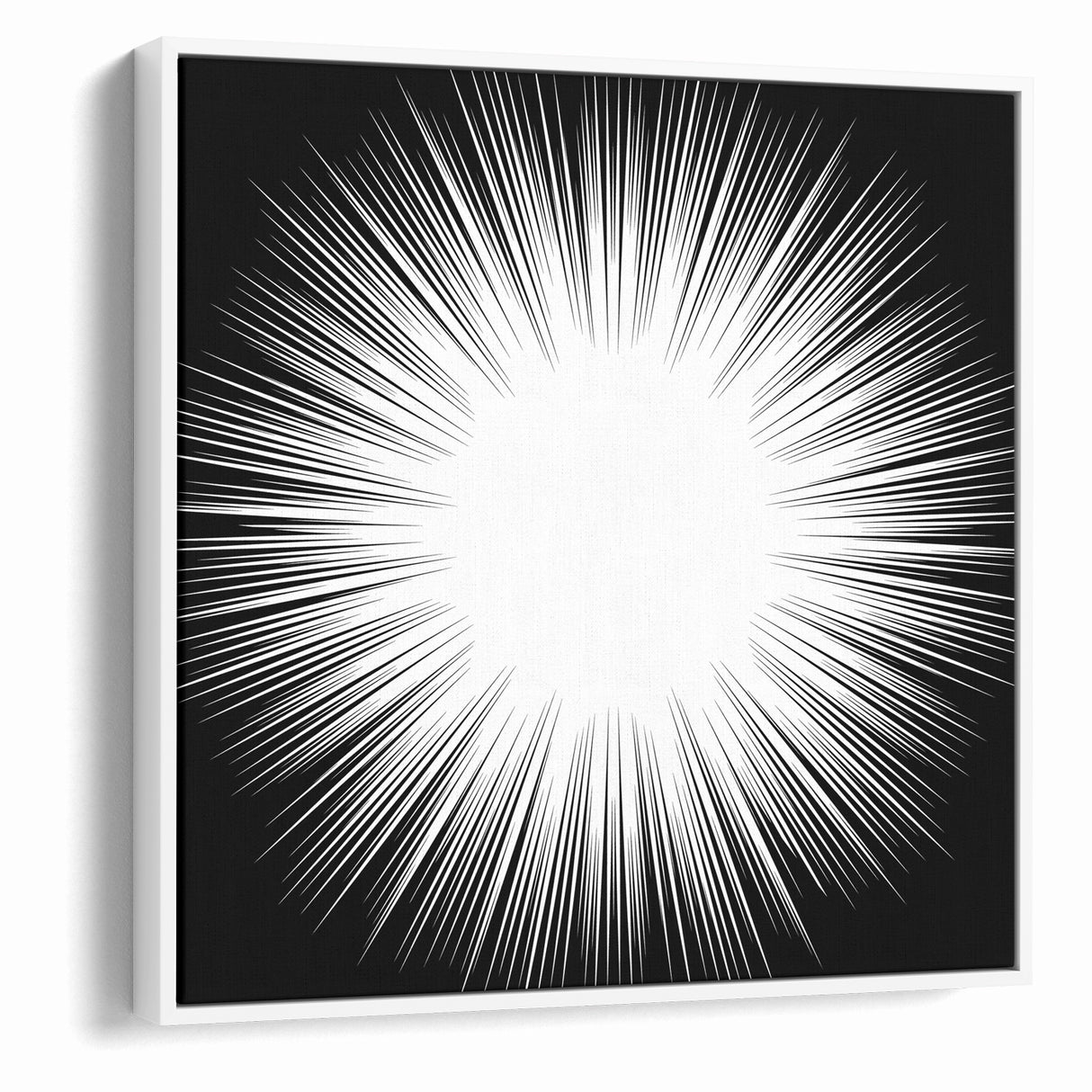 Radiant Black and White Abstract Art | Burst Monochrome Canvas Design