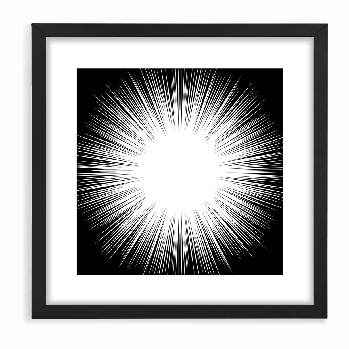 Radiant Black and White Abstract Art | Burst Monochrome Canvas Design