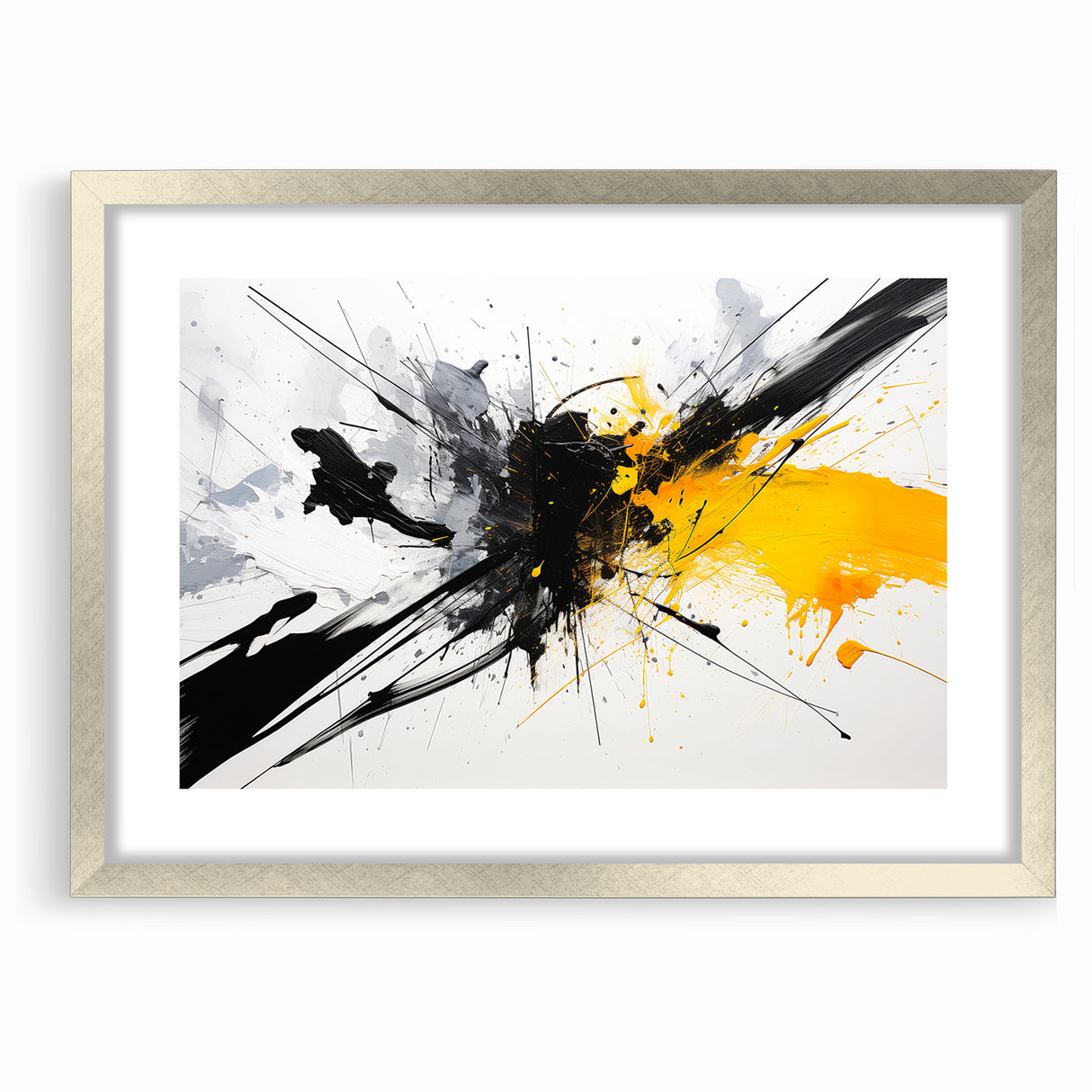 Dynamic Black and White Abstract Art | Splash Monochrome Canvas Design