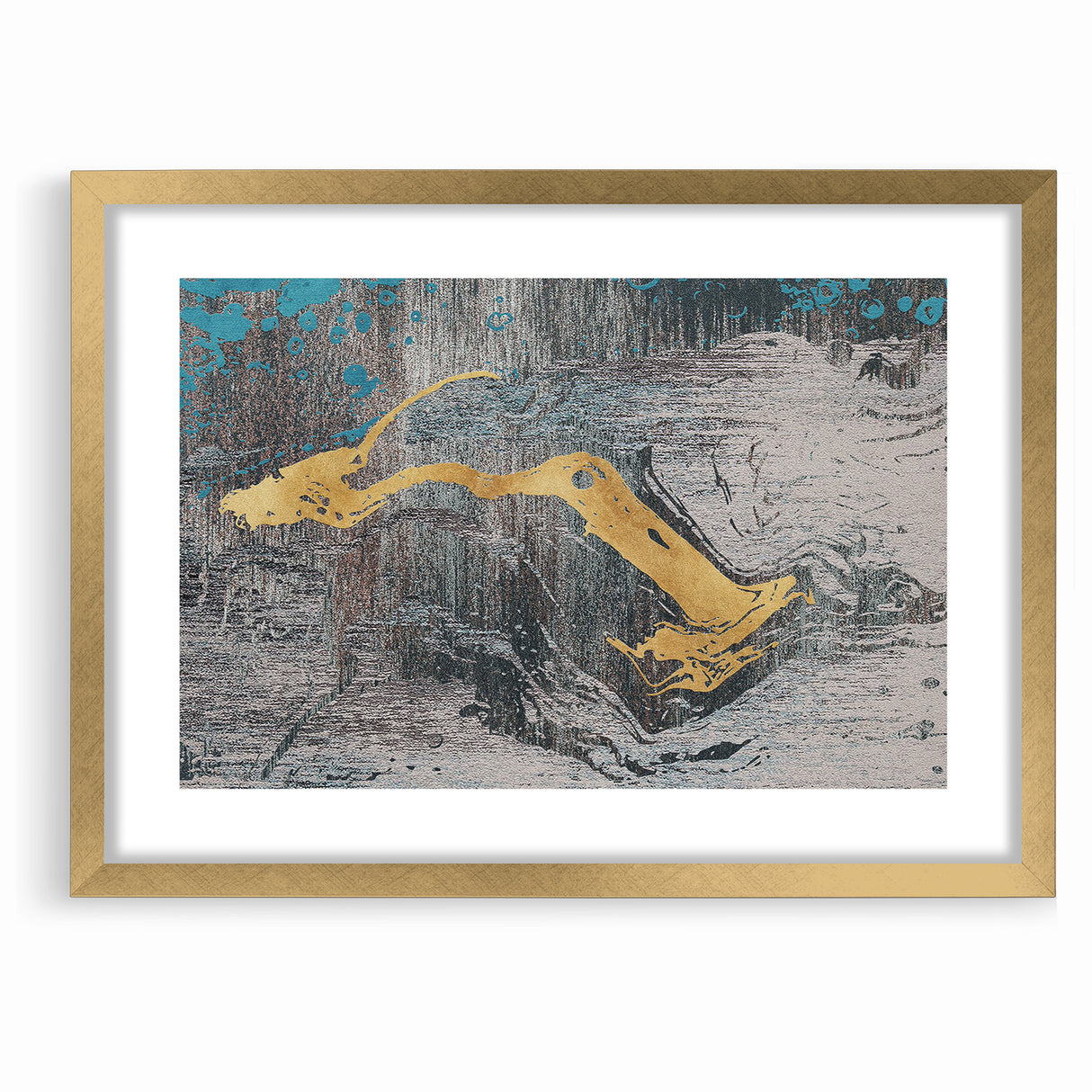 Golden Brush Strokes on Textured Abstract Line Art - Modern Wall Decor