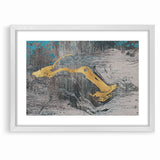 Golden Brush Strokes on Textured Abstract Line Art - Modern Wall Decor