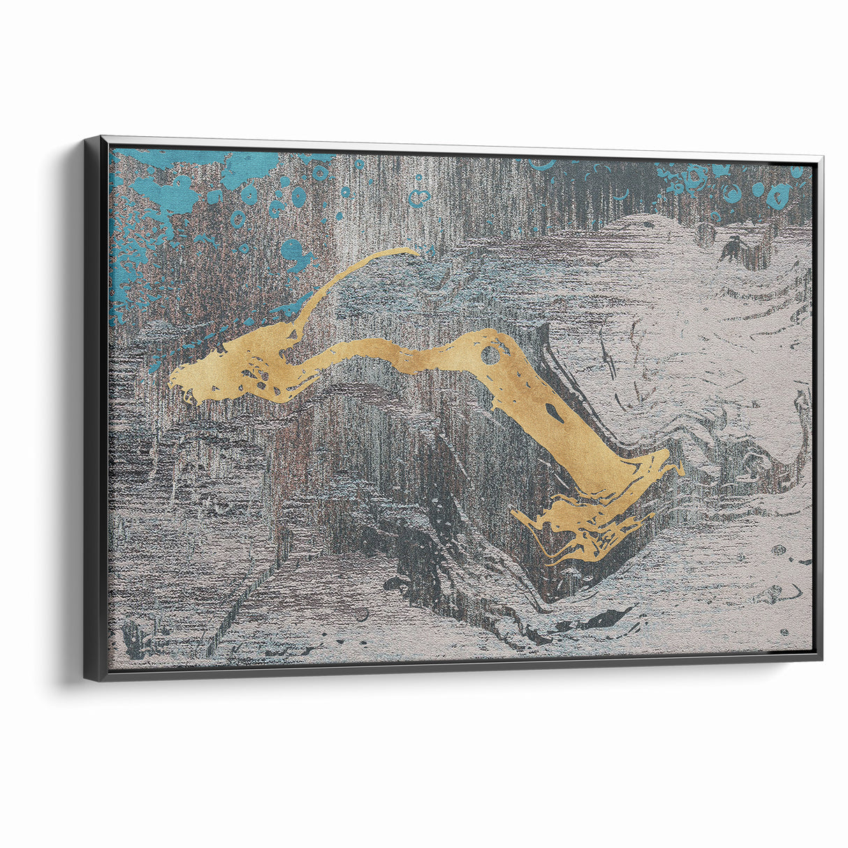 Golden Brush Strokes on Textured Abstract Line Art - Modern Wall Decor