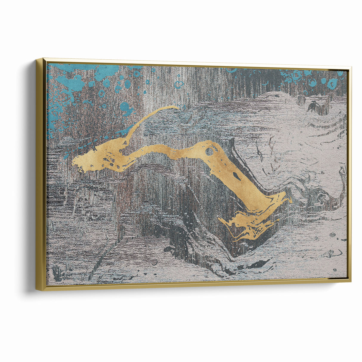 Golden Brush Strokes on Textured Abstract Line Art - Modern Wall Decor