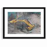 Golden Brush Strokes on Textured Abstract Line Art - Modern Wall Decor