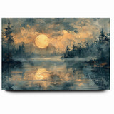 Abstract Nature Prints - Moonlit Lake Tranquility Wall Art