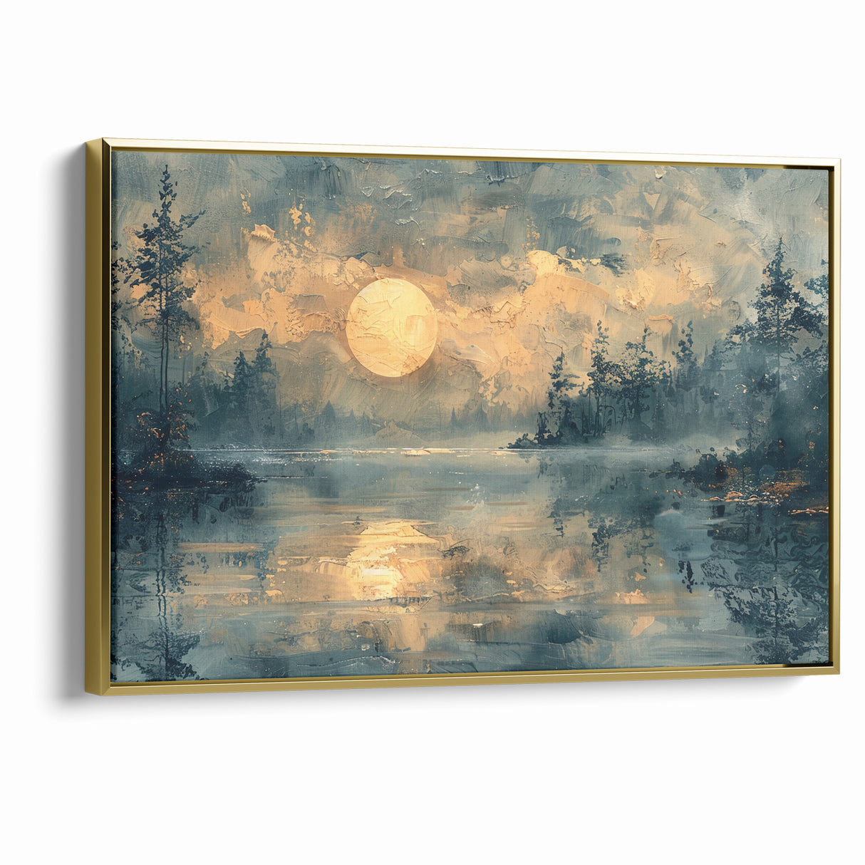 Abstract Nature Prints - Moonlit Lake Tranquility Wall Art