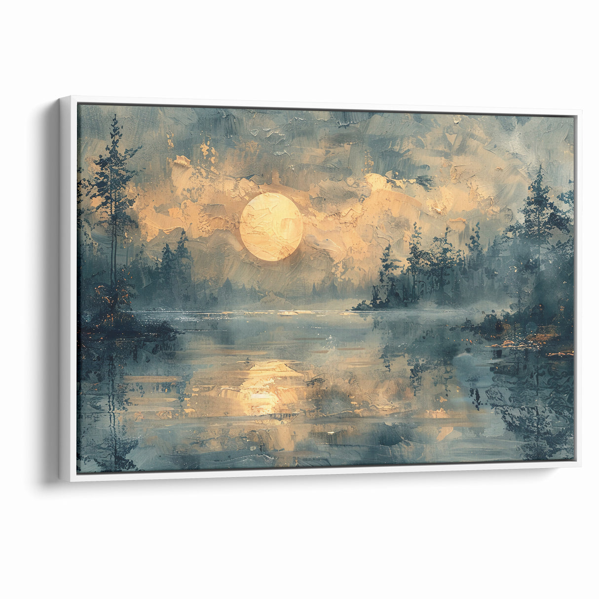 Abstract Nature Prints - Moonlit Lake Tranquility Wall Art