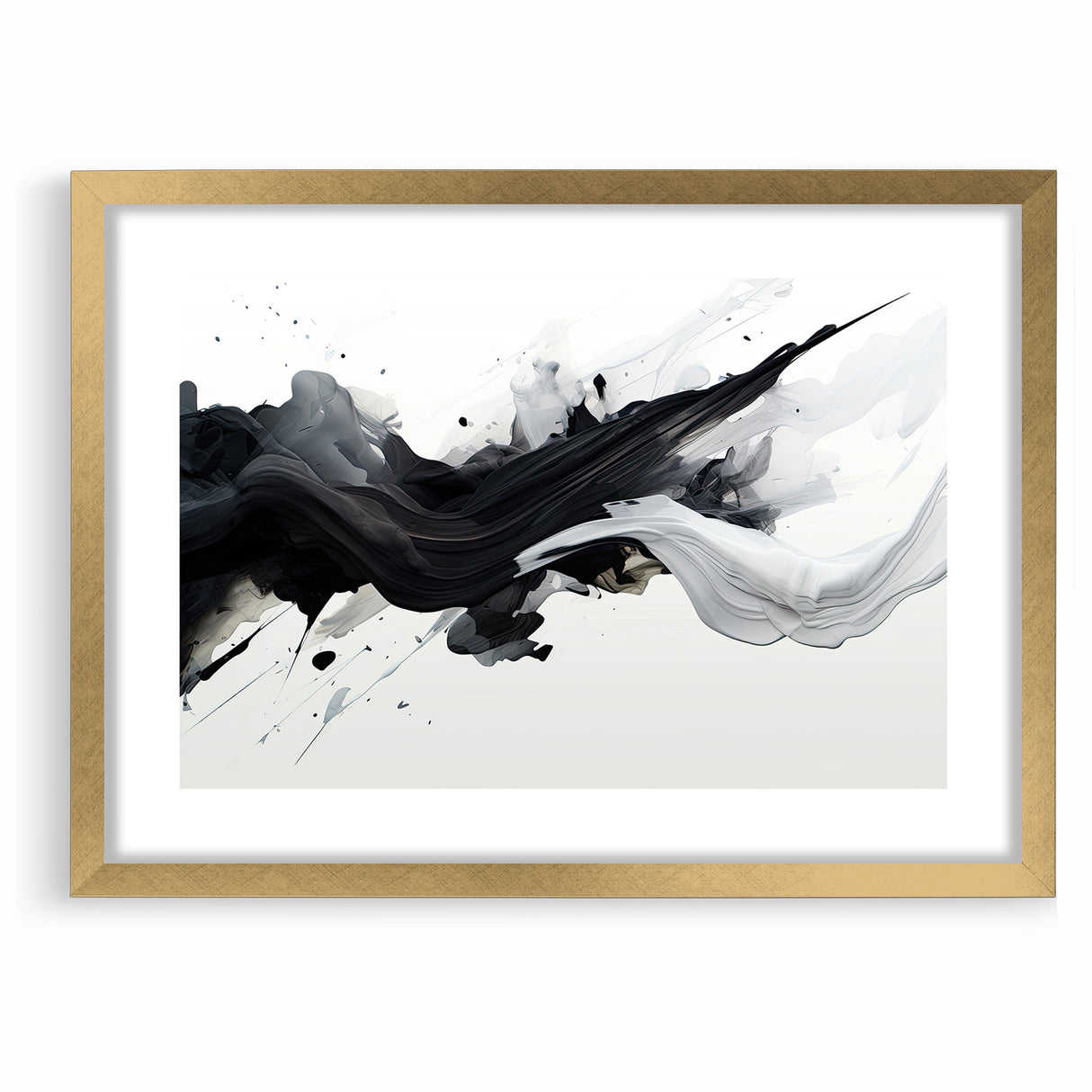 Flowing Black and White Abstract Art | Modern Monochrome Canvas Design