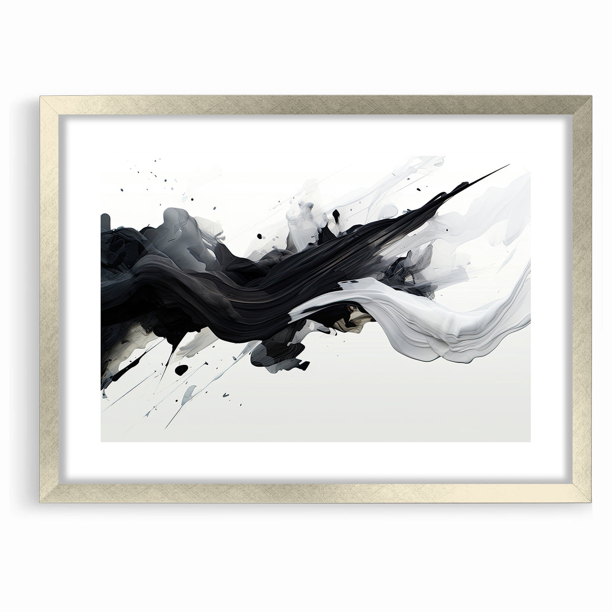Flowing Black and White Abstract Art | Modern Monochrome Canvas Design