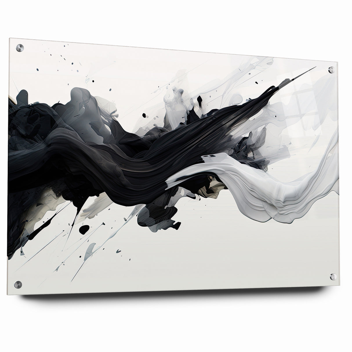 Flowing Black and White Abstract Art | Modern Monochrome Canvas Design