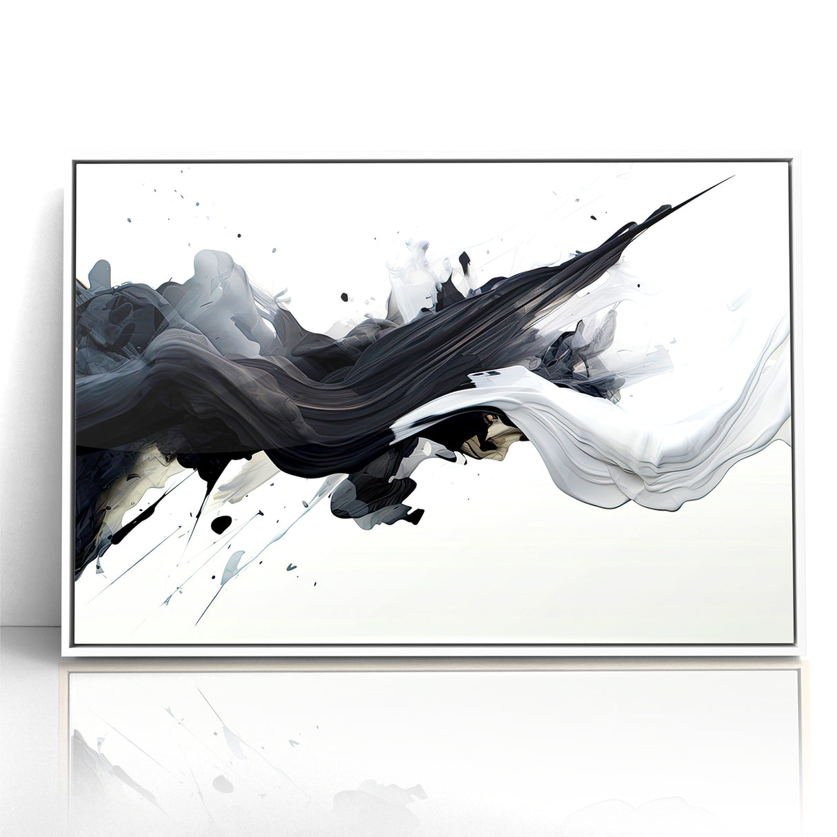 Flowing Black and White Abstract Art | Modern Monochrome Canvas Design