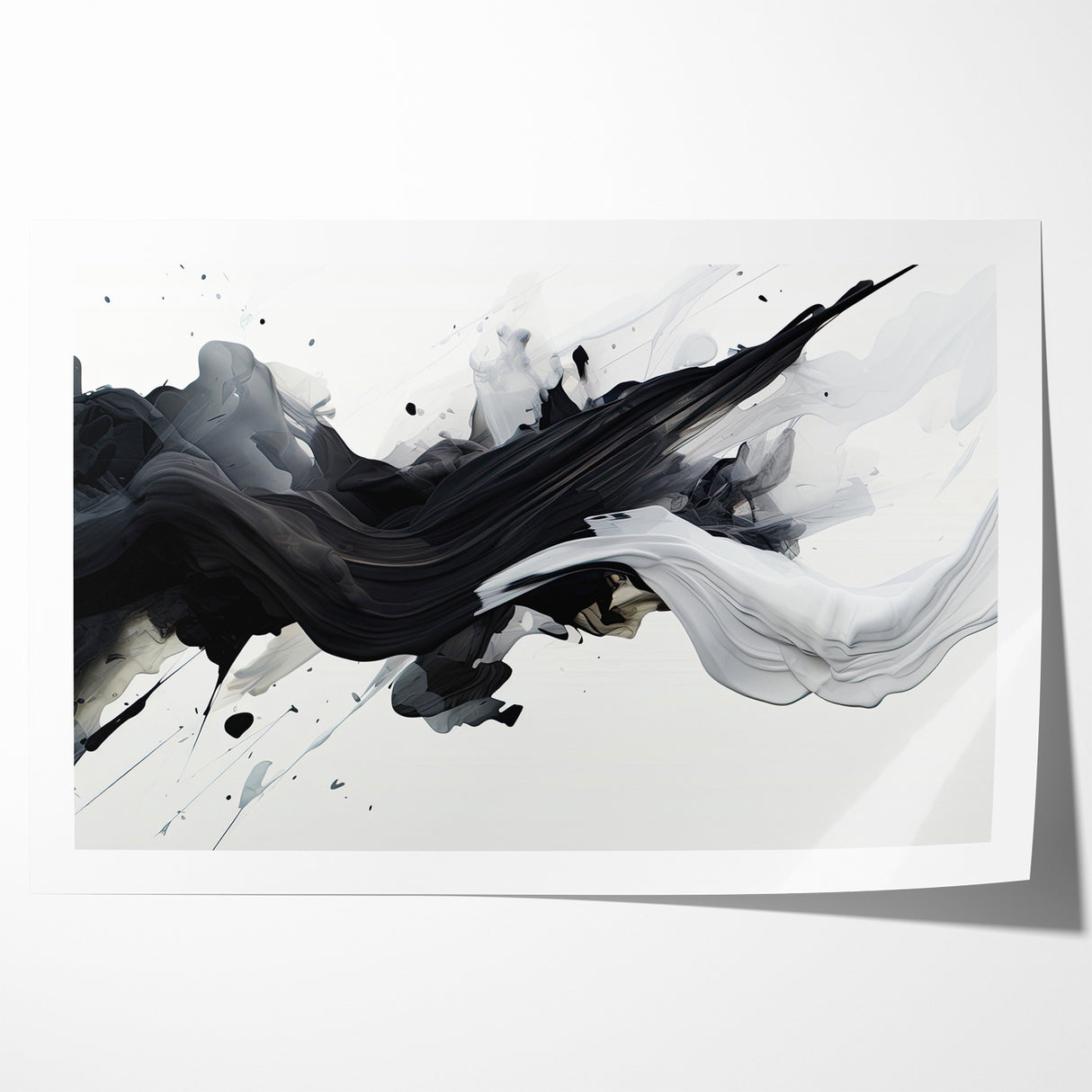 Flowing Black and White Abstract Art | Modern Monochrome Canvas Design