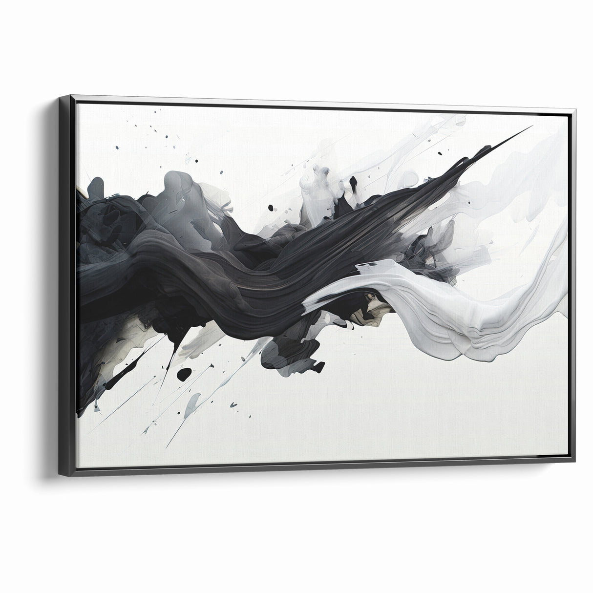 Flowing Black and White Abstract Art | Modern Monochrome Canvas Design