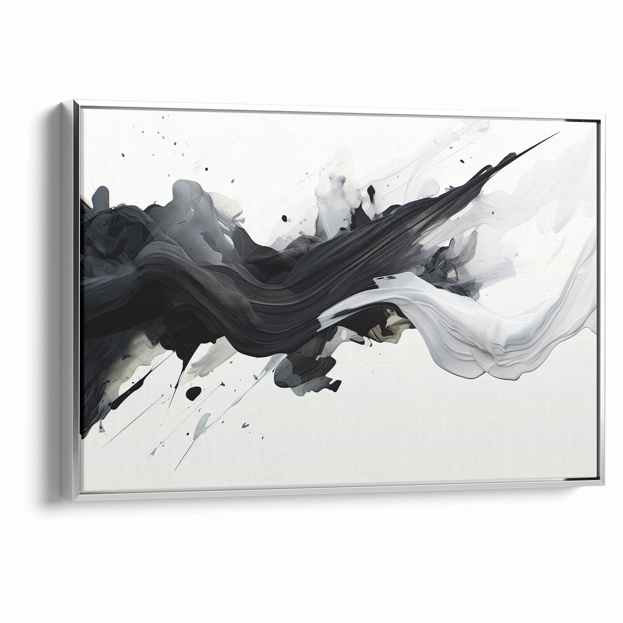 Flowing Black and White Abstract Art | Modern Monochrome Canvas Design
