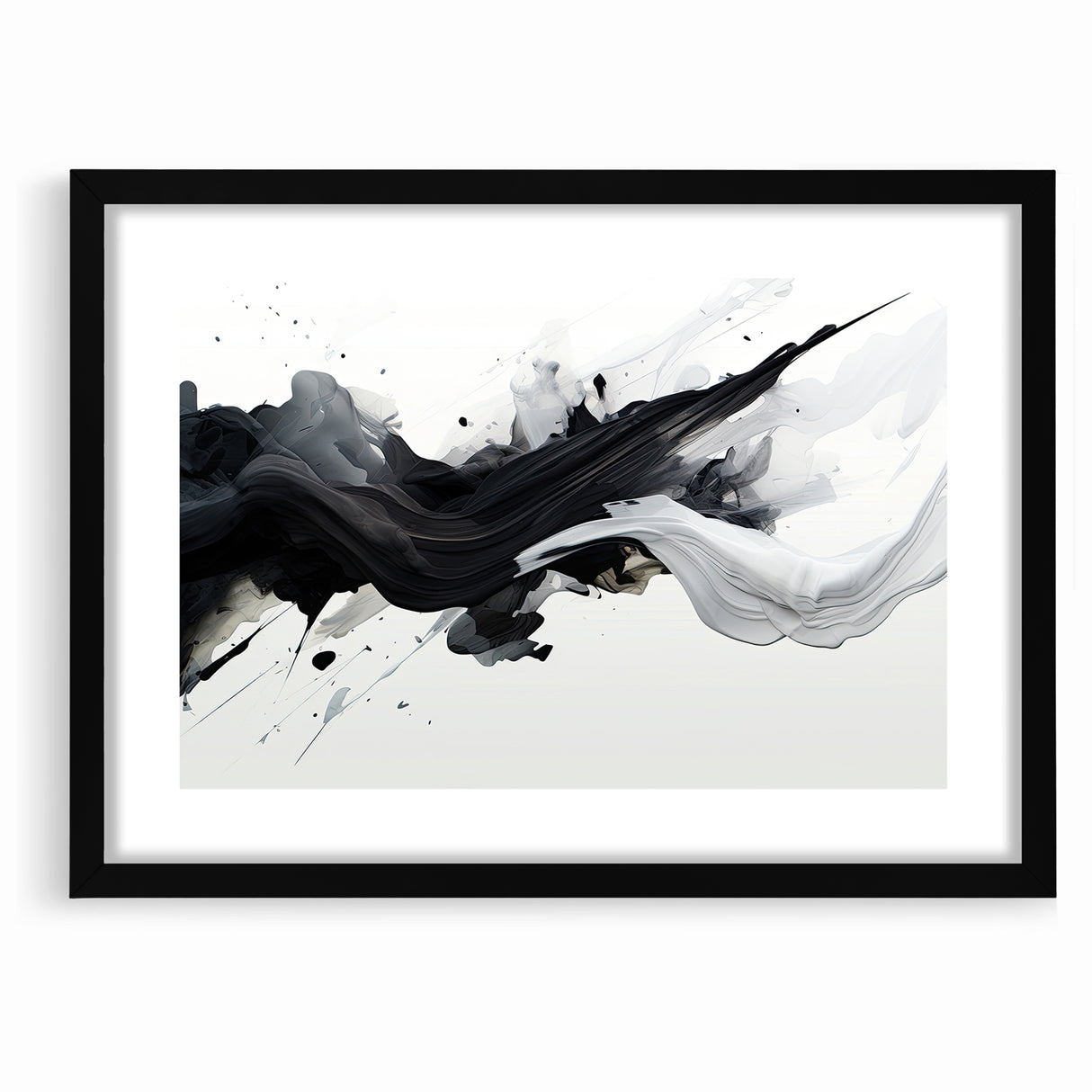 Flowing Black and White Abstract Art | Modern Monochrome Canvas Design
