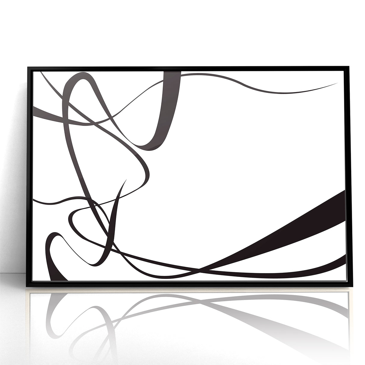 Curved Black and White Abstract Art | Minimalist Monochrome Canvas