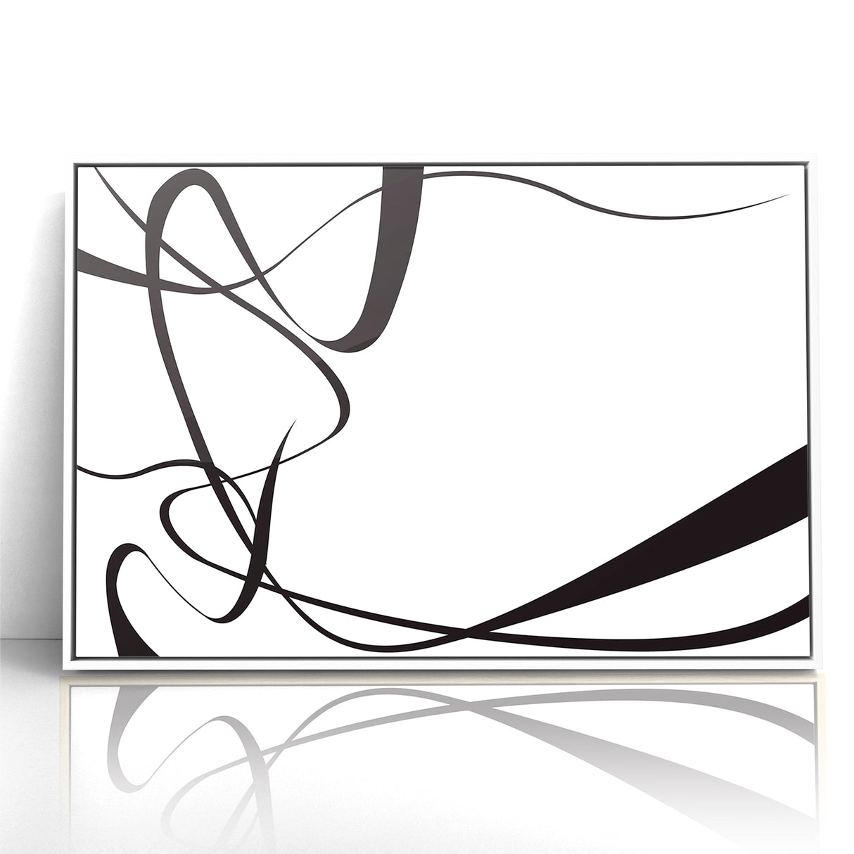 Curved Black and White Abstract Art | Minimalist Monochrome Canvas