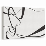 Curved Black and White Abstract Art | Minimalist Monochrome Canvas
