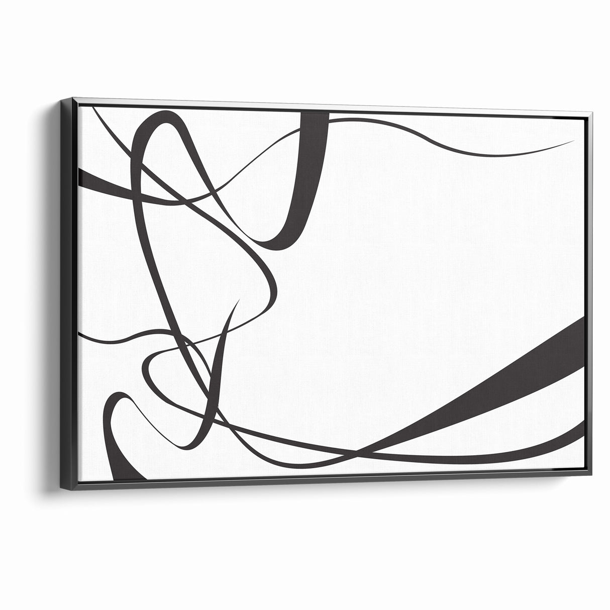 Curved Black and White Abstract Art | Minimalist Monochrome Canvas