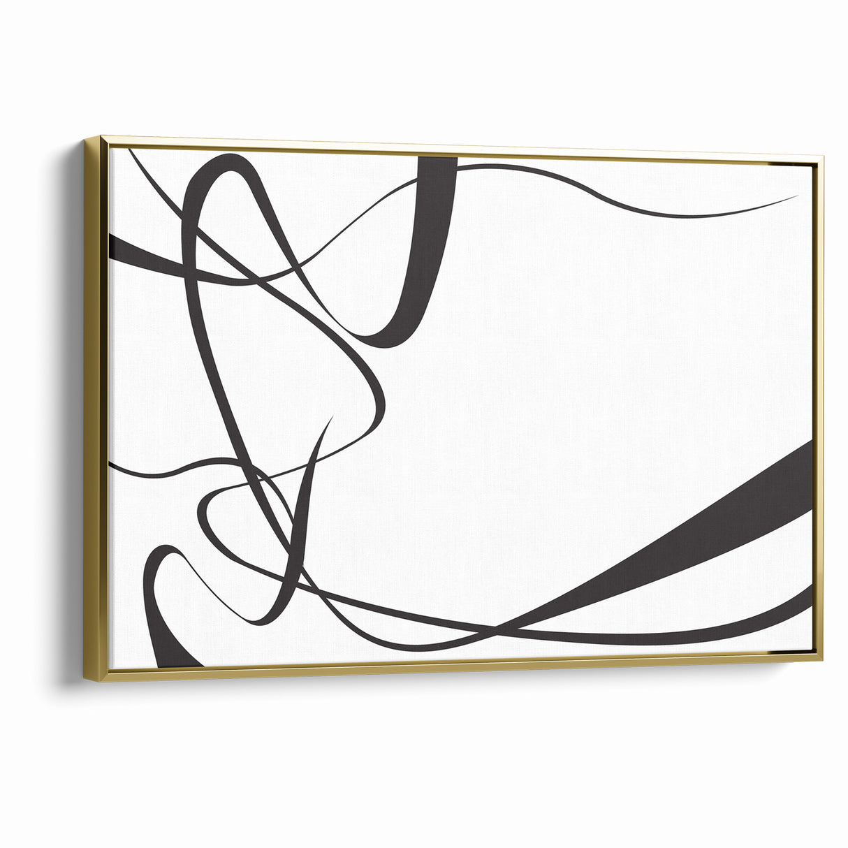 Curved Black and White Abstract Art | Minimalist Monochrome Canvas