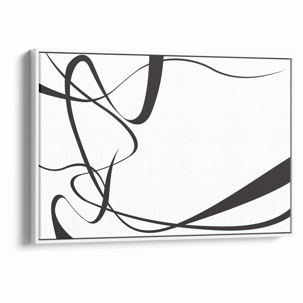 Curved Black and White Abstract Art | Minimalist Monochrome Canvas