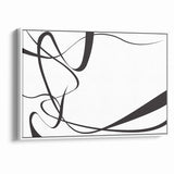 Curved Black and White Abstract Art | Minimalist Monochrome Canvas