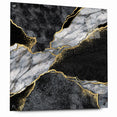 Elegant Black and White Abstract Art with Gold | Monochrome Canvas