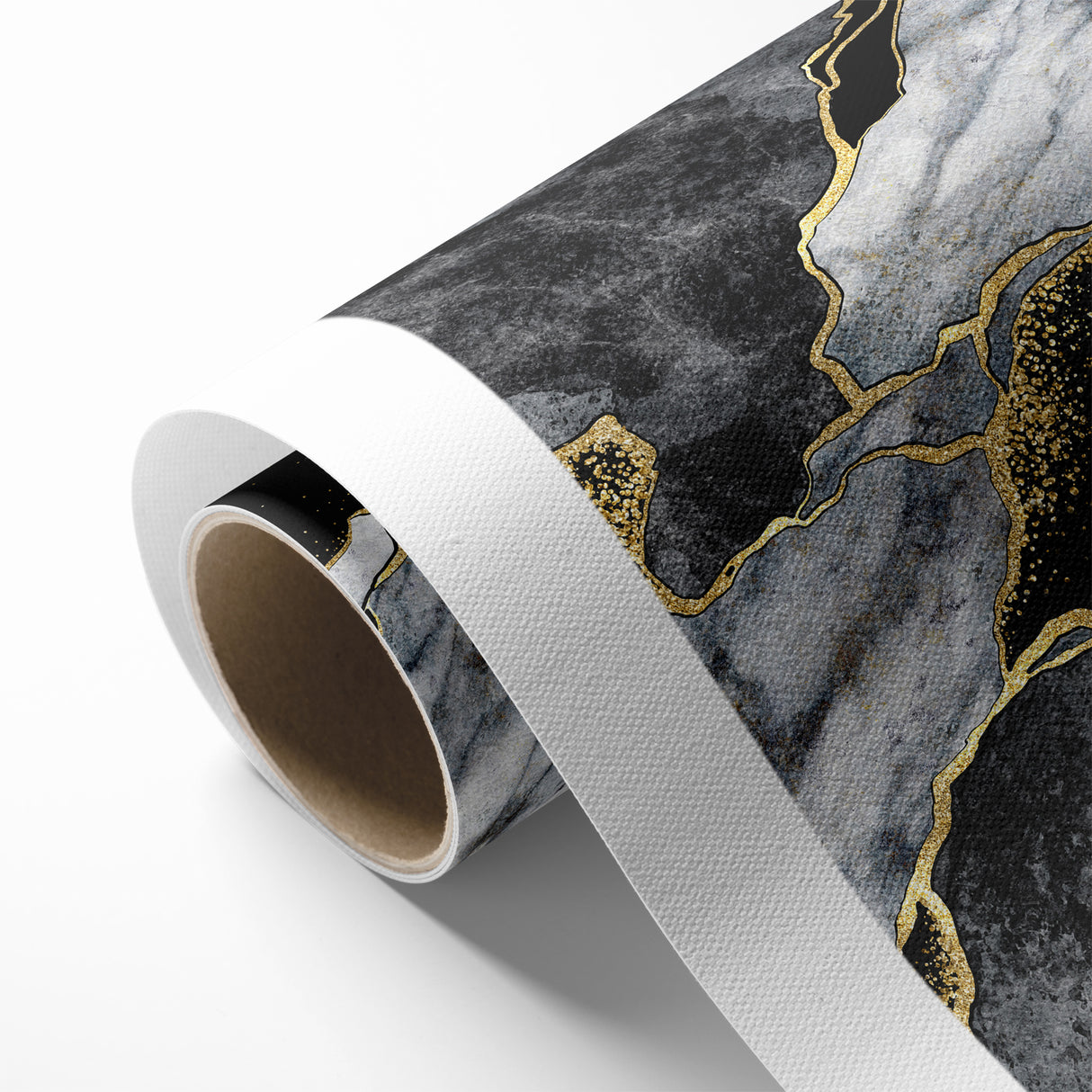 Elegant Black and White Abstract Art with Gold | Monochrome Canvas