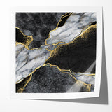 Elegant Black and White Abstract Art with Gold | Monochrome Canvas