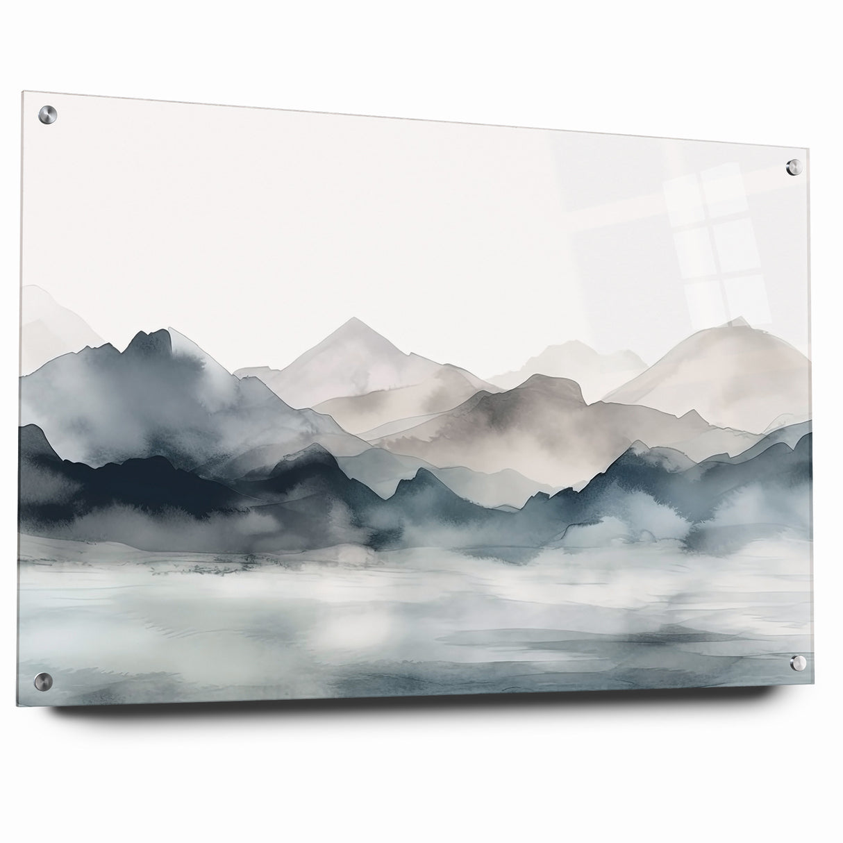 Modern Landscape Abstract Art - Tranquil Mountain Scenery Wall Decor