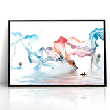 Modern Landscape Wall Decor - Serene Water and Translucent Forms Art
