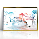 Modern Landscape Wall Decor - Serene Water and Translucent Forms Art