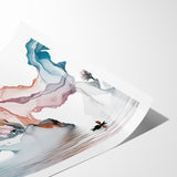 Modern Landscape Wall Decor - Serene Water and Translucent Forms Art