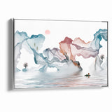 Modern Landscape Wall Decor - Serene Water and Translucent Forms Art