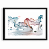 Modern Landscape Wall Decor - Serene Water and Translucent Forms Art