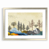 Colorful Abstract Landscapes - Vibrant Mountain and Tree Silhouettes Art