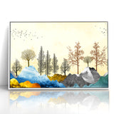 Colorful Abstract Landscapes - Vibrant Mountain and Tree Silhouettes Art