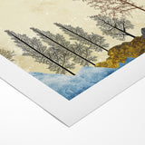 Colorful Abstract Landscapes - Vibrant Mountain and Tree Silhouettes Art