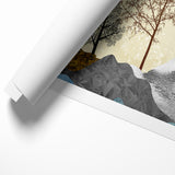 Colorful Abstract Landscapes - Vibrant Mountain and Tree Silhouettes Art