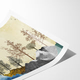 Colorful Abstract Landscapes - Vibrant Mountain and Tree Silhouettes Art