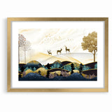 Modern Landscape Abstract - Deer and Vibrant Hills Wall Art