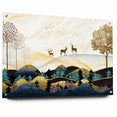 Modern Landscape Abstract - Deer and Vibrant Hills Wall Art