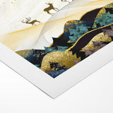 Modern Landscape Abstract - Deer and Vibrant Hills Wall Art