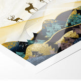 Modern Landscape Abstract - Deer and Vibrant Hills Wall Art